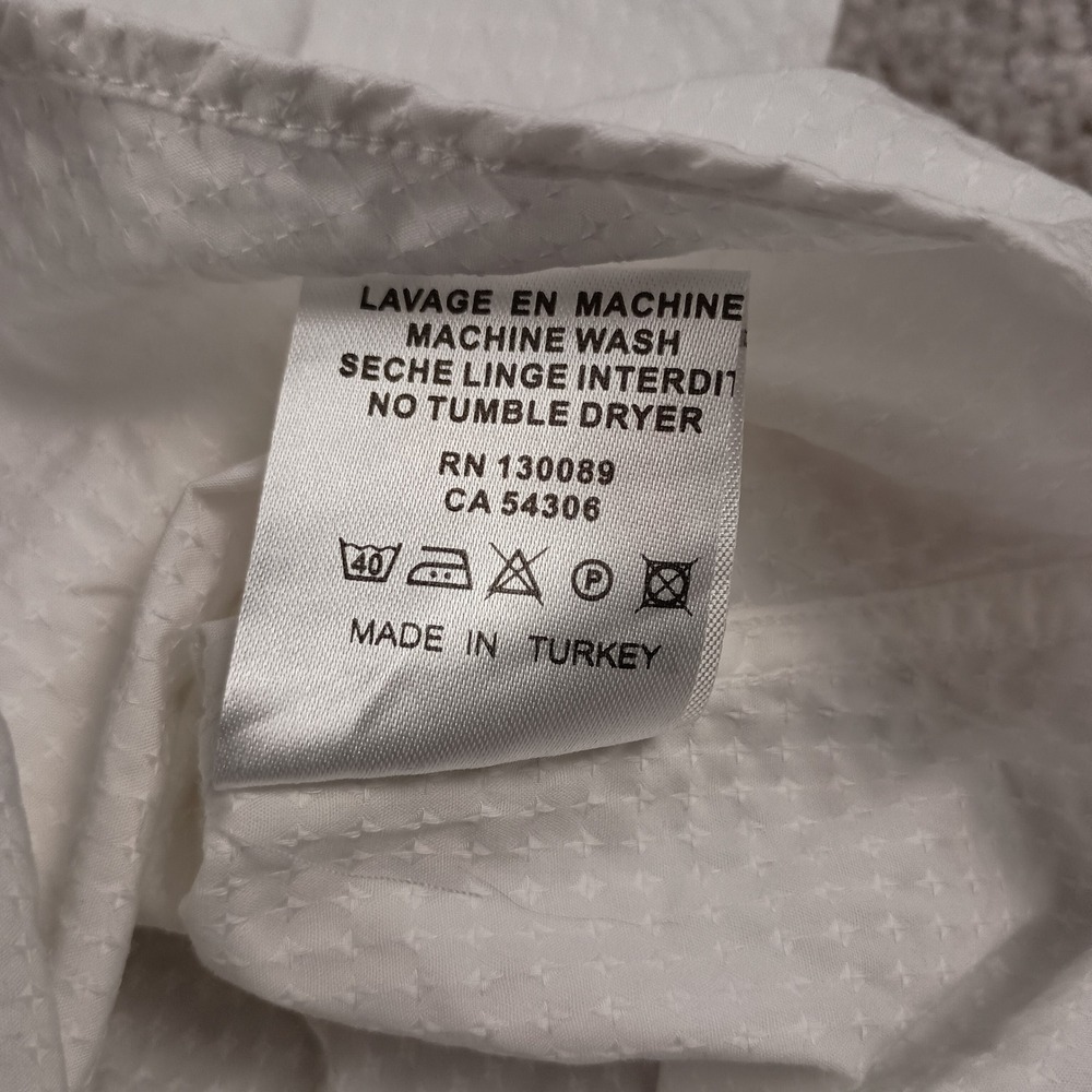 Jared Lang Button Down Shirt Mens M White Excellent Textured Dobby Blue Buttons - Picture 8 of 10